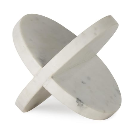 Homeroots Marble Geometric Circular Sculpture, White 392553